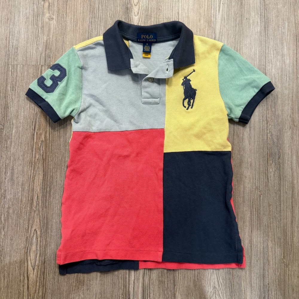 Polo Ralph Lauren Kids 6 Big Pony Rugby Color Block Polo Shirt